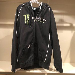 Black Zip-Up Hoodie with Neon Green Logo